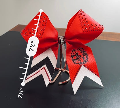 Red White Black Rhinestone Cheer Bow