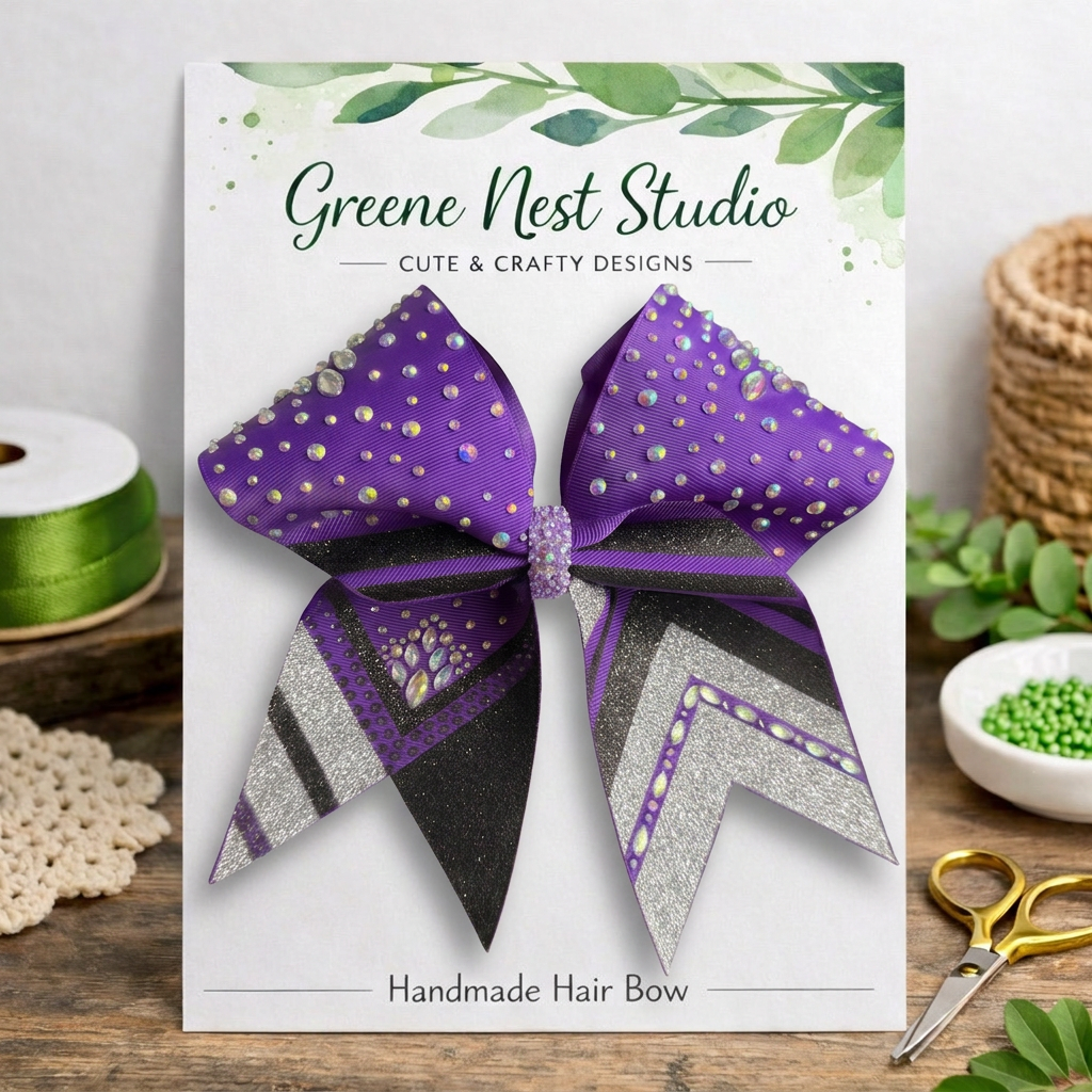 Purple Glitter Cheer Bow