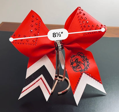 Red White Black Rhinestone Cheer Bow
