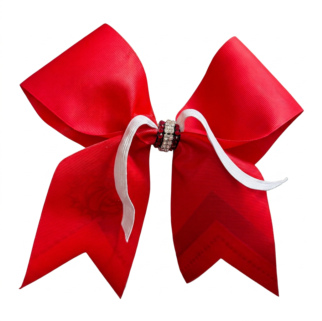 Red White Black Rhinestone Cheer Bow
