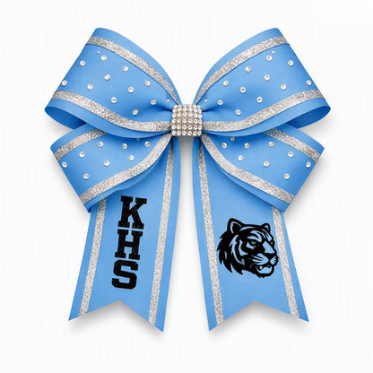 School Spirit Bows - Blue Silver and Black (Made to Order)