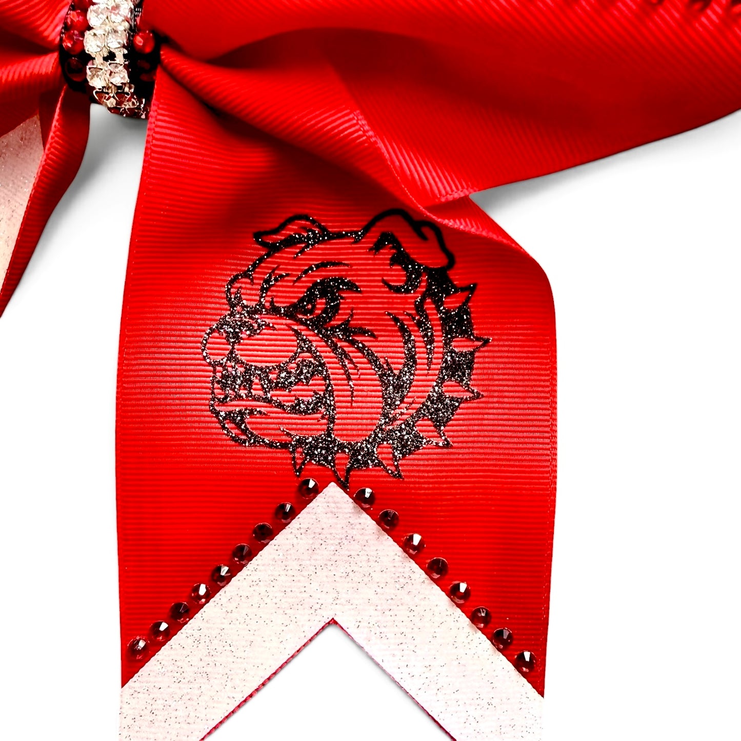 Red White Black Rhinestone Cheer Bow