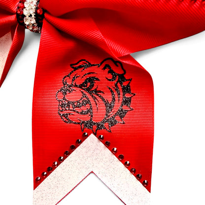 Red White Black Rhinestone Cheer Bow