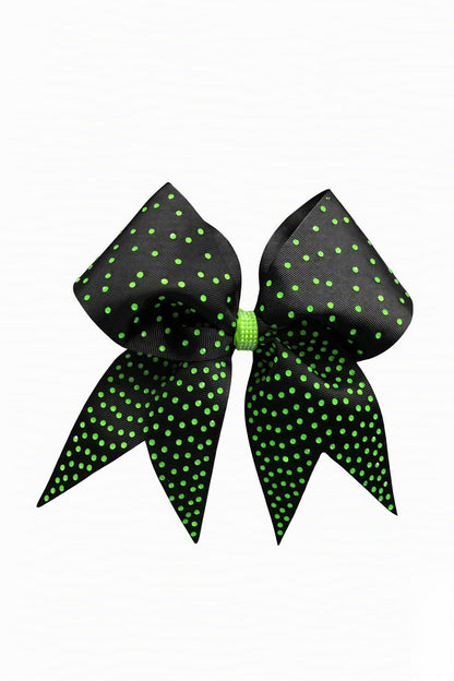 Black & Neon Green Polka Dot Cheer Bow