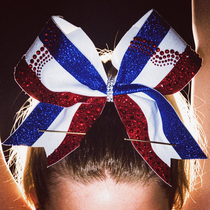 Red White & Blue Cheer Comp Bow