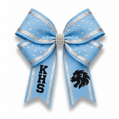 School Spirit Bows - Blue Silver and Black (Made to Order)