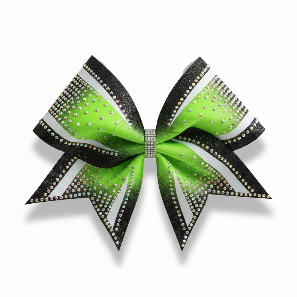 Competition Cheer Striped Rhinestone Bow (Made to Order)