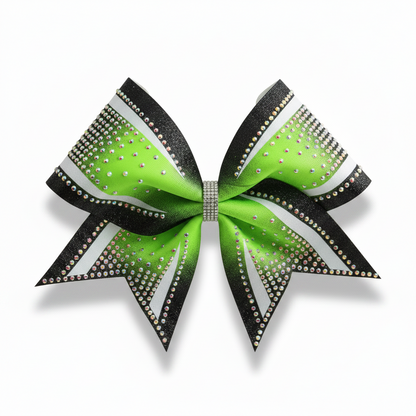 Competition Cheer Striped Rhinestone Bow (Made to Order)