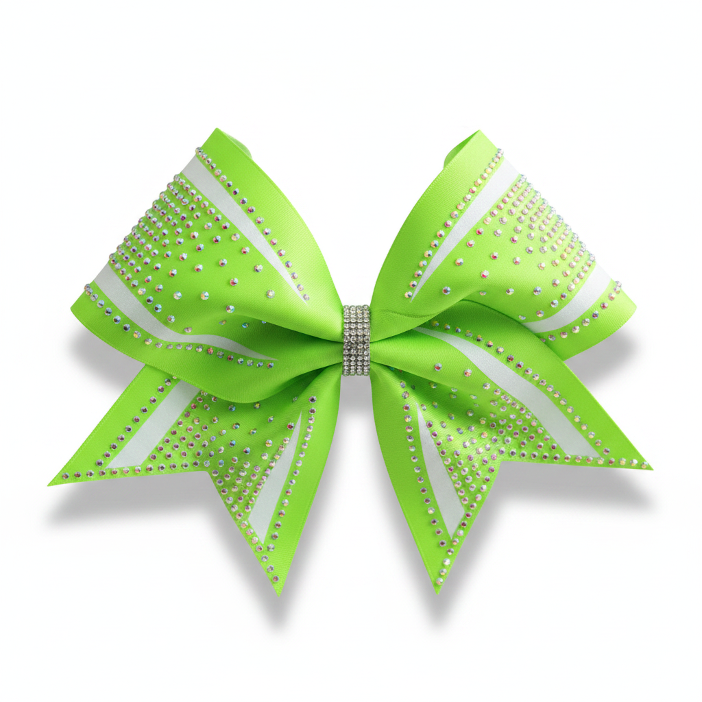 Neon Green Rhinestone Cheer Bow