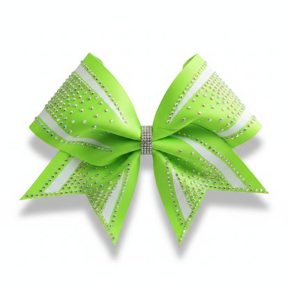 Neon Green Rhinestone Cheer Bow