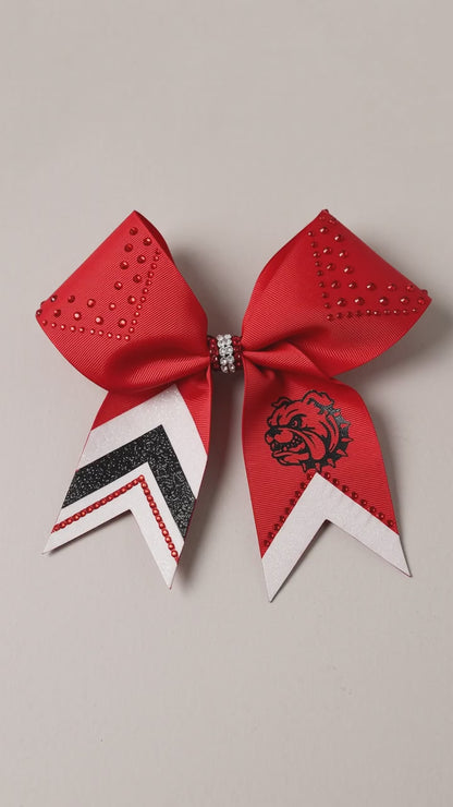 Red White Black Rhinestone Cheer Bow